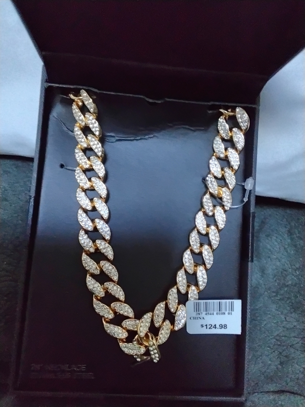 Gold-Tone Pave Cuban Link Necklace - Sparkling Gold